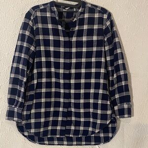 Lands' End Blue and White Checkered Shirt S/P Flannel, soft fabric,